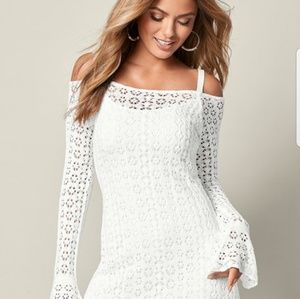 Venus crochet cold-shoulder dress